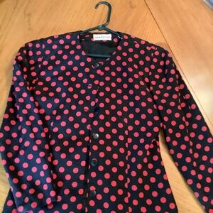 Nikon Boutique sz 10 Red & Blue Polka Dot Silk Jacket